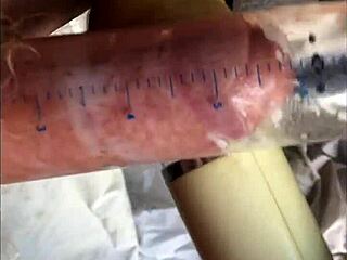 guy cums hard after vibrator buzzes soft cock to full erection