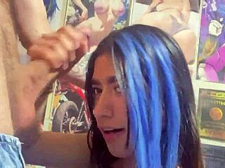 i'm suckin' his huge cock... he fucks my mouth hard!