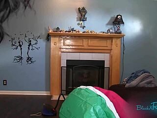 check out this mega beach ball inflation backstage with the milf