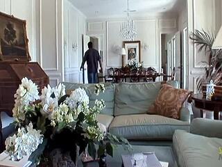 Door knock leads skinny milf big fake tits to cowgirl rough sex cum in mouth