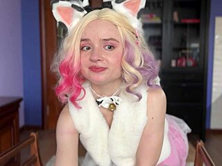 I'm spilling more milk from my petite nerd tits in curly blonde lingerie cosplay