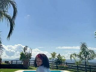 chubby ebony babe farts crazy by the pool 💨🍑 wet curves