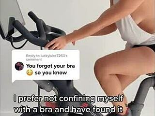 girl's nipples slip out while she's working out hard