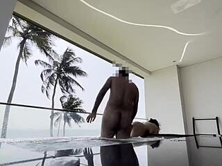 Iranian girl fingers her huge wet pussy lips wildly in the sauna