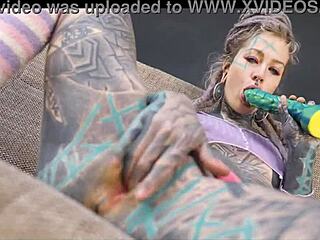 wanna see goth hippy's inked asshole gape on toy then monster cock?