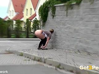 Ever Seen a Blonde Pissing in Public Like This?