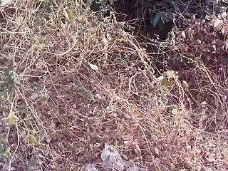 big boobed ebony village babe bent over fucked rough by stream on ranch