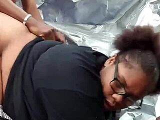nerdy ebony milf's fat ass pounded by monster cock in public park