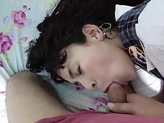 I dress as schoolgirl for boyfriend he punishes with thick hard cock