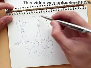 quick parker ballpoint sketch in my book captures latina's doggy style foot fetish pose