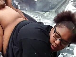 nerdy ebony milf's fat ass pounded by monster cock in public park