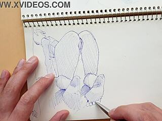 quick parker ballpoint sketch in my book captures latina's doggy style foot fetish pose
