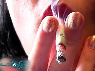 matte red lipstick milf smokes seductively hot