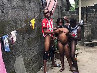 She surrendered to her deepest craving fucking the hoods two massive black cocks relentlessly