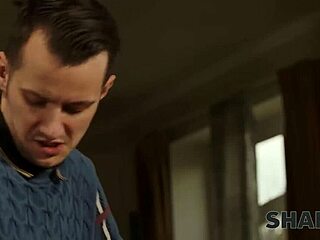 Granny caught masturbating on sofa bends over for intense doggystyle sex.