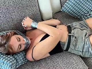 Bound blonde teen teased hard on countertop... hot moans! 😏🔥