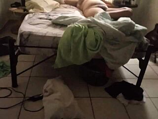 Spying chubby mexican stepmom's fat curves in bedroom