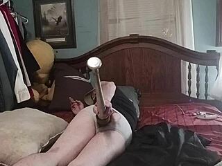 She crams dildo deep in ass