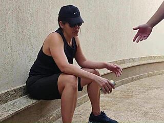 Brazilian mature screams as cock rips clothes and pounds juicy pussy in garage quickie creampie