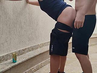 Brazilian mature screams as cock rips clothes and pounds juicy pussy in garage quickie creampie