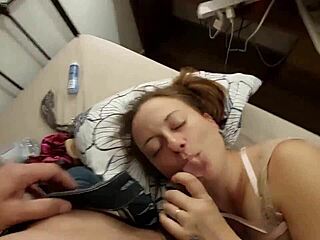 Blonde French Slut in Dress Pink Panties Heels Garter Doggystyle Blowjob