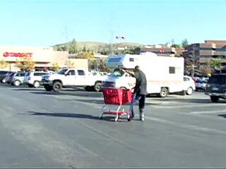 Step mom's huge tits squeezed tight by black hunter outdoors