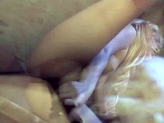 Skinny blonde with small tits rides reverse cowgirl after quick handjob