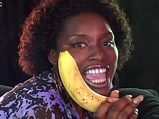 Amateur big natural tits babe eats banana with dirty talk in pov casting interview