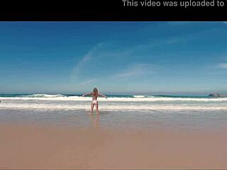 Sasha Ikeyeva shakes perfect bikini ass on Spanish Doninos beach during travel show