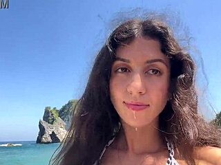 i walk public beach with hot cum dripping down my pretty face cumwalk