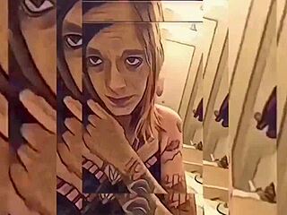 bathroom shemale strips underwear teasing till clothes rip