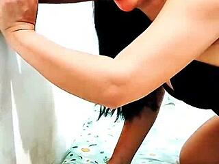 halloween interracial oil massage has white stepdaughter sucking black stepdad's monster cock