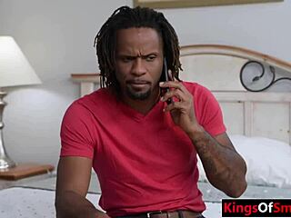 Black guy rams monster cock deep in friend's stepgranny ass!