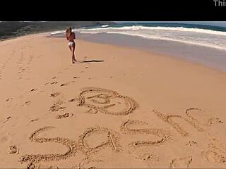 Sasha Ikeyeva shakes perfect bikini ass on Spanish Doninos beach during travel show