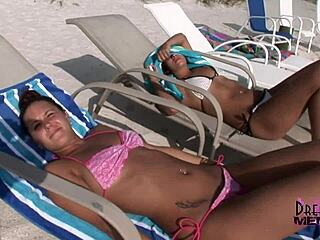Two Wild Bikini Party Girls Shower Off Beach Fun!