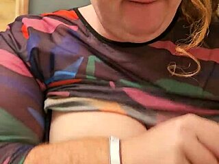 horny redhead bbw secretary flashes her huge natural tits and wet panties at work