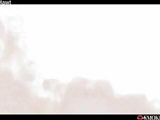 ASIAN JAPANESE GIRL GOES FERAL SMOKING CIGARETTE RIDING COCK!