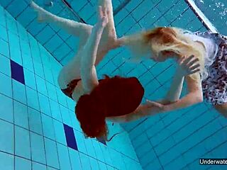 two hot czech blondes lesbian pool play shaved tits 😍💦