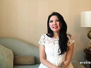 ameliya fingers clit deep in her shaved pussy solo