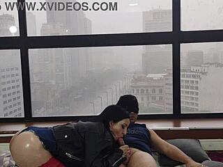 Big Ass Kitty Fucks Bareback in Window for Public Eyes!