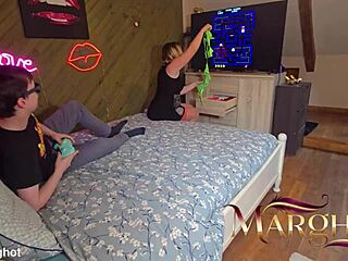 Mother-in-Law Lures Stepson from Pac-Man to Pussy Filling Cum Feast