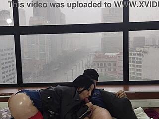 Big Ass Kitty Fucks Bareback in Window for Public Eyes!