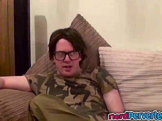 Busty british bitch slurps nerd cock hungrily