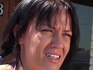 Suburban Pigtail Girl Lured Inside for Red Couch Doggy Fuck