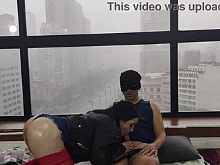 Big Ass Kitty Fucks Bareback in Window for Public Eyes!