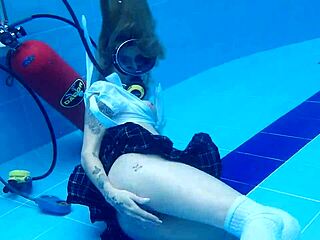 skinny latina ashlee rose flashes big tits in school skirt underwater scuba dive