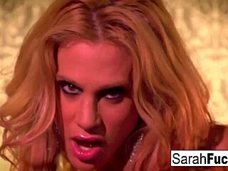 i finger my pussy in sexy sarah jessie's leather gloves