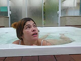 Waiting in hotel jacuzzi for horny married guy to play