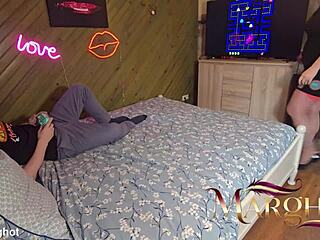 Mother-in-Law Lures Stepson from Pac-Man to Pussy Filling Cum Feast