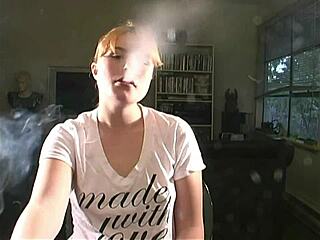 katie smokes casually as blonde 22 year old